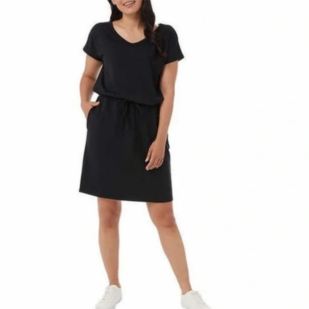 32° COOL PopOverLightweight Vneck Pockets DrawstringWaist SoftStretch NWOT Dress